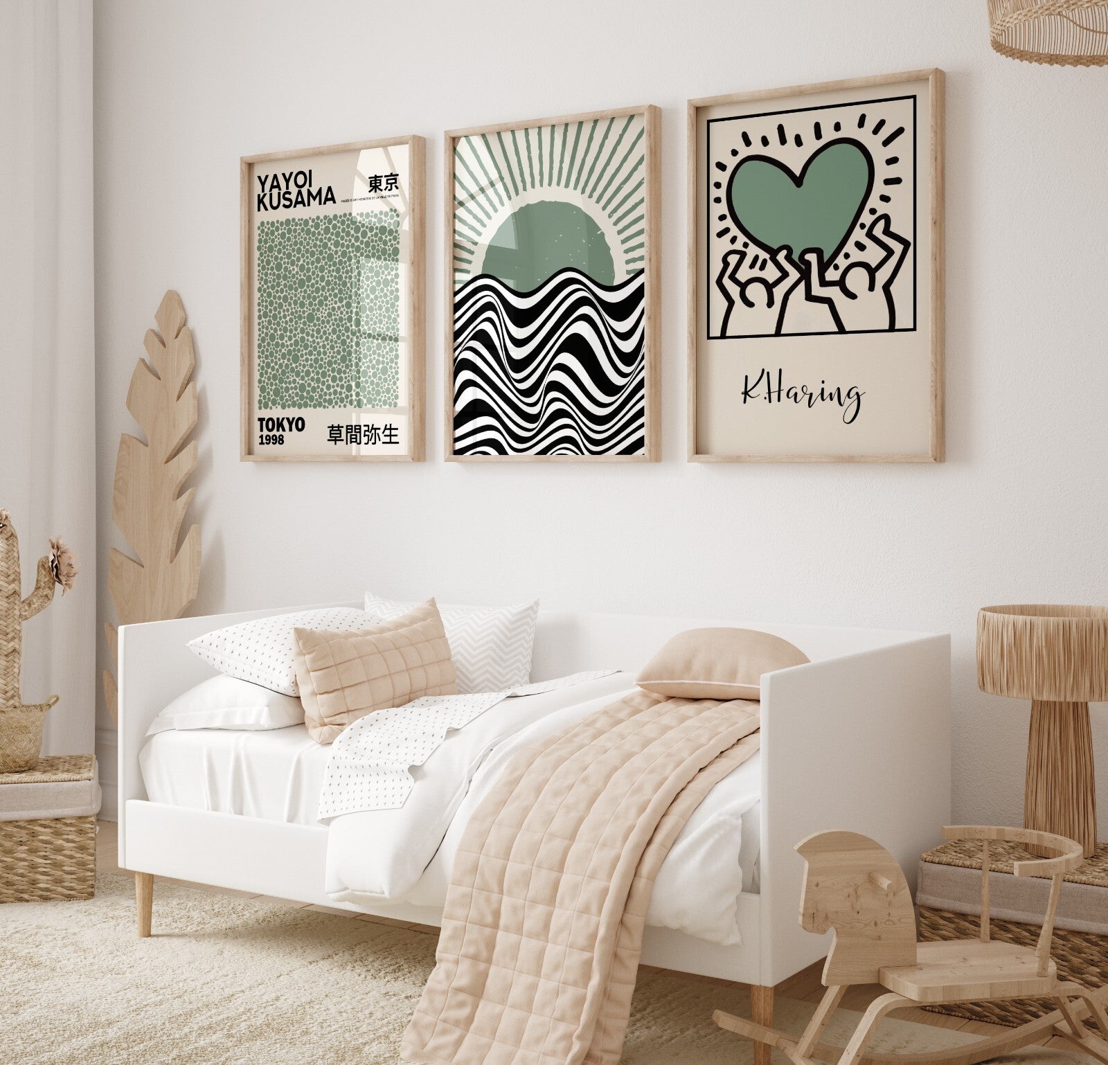 Set of 3  Kusama Bauhaus Prints A5 A4 A3 Art Exhibition Sage Green