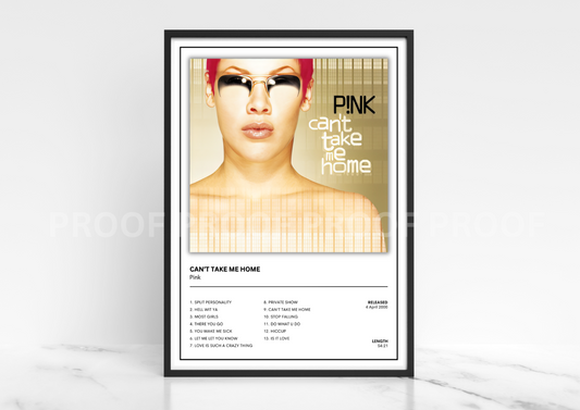 Pink - Can't Take me Home 2000 Album Poster Music Gift A3 A4 A5