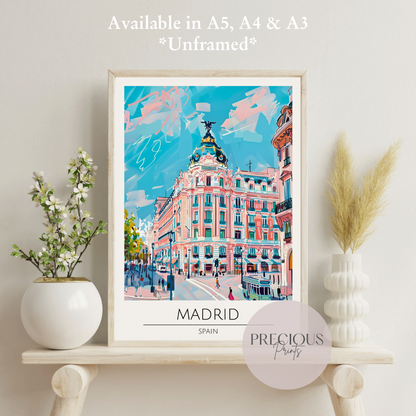 Spain - Madrid Tavel Print Poster- Travel Poster - Vintage Wall Art