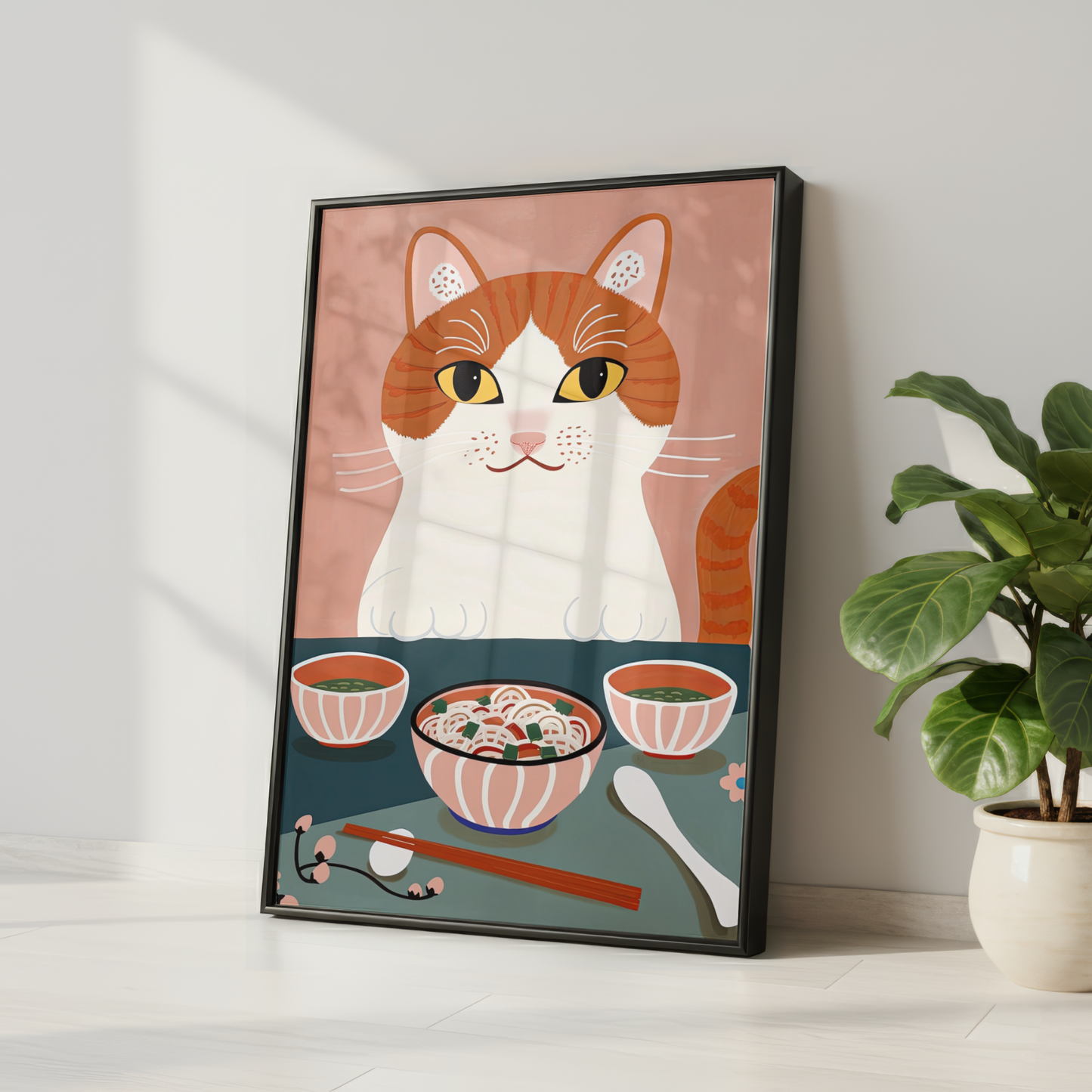 Cute Cat Noodle Print