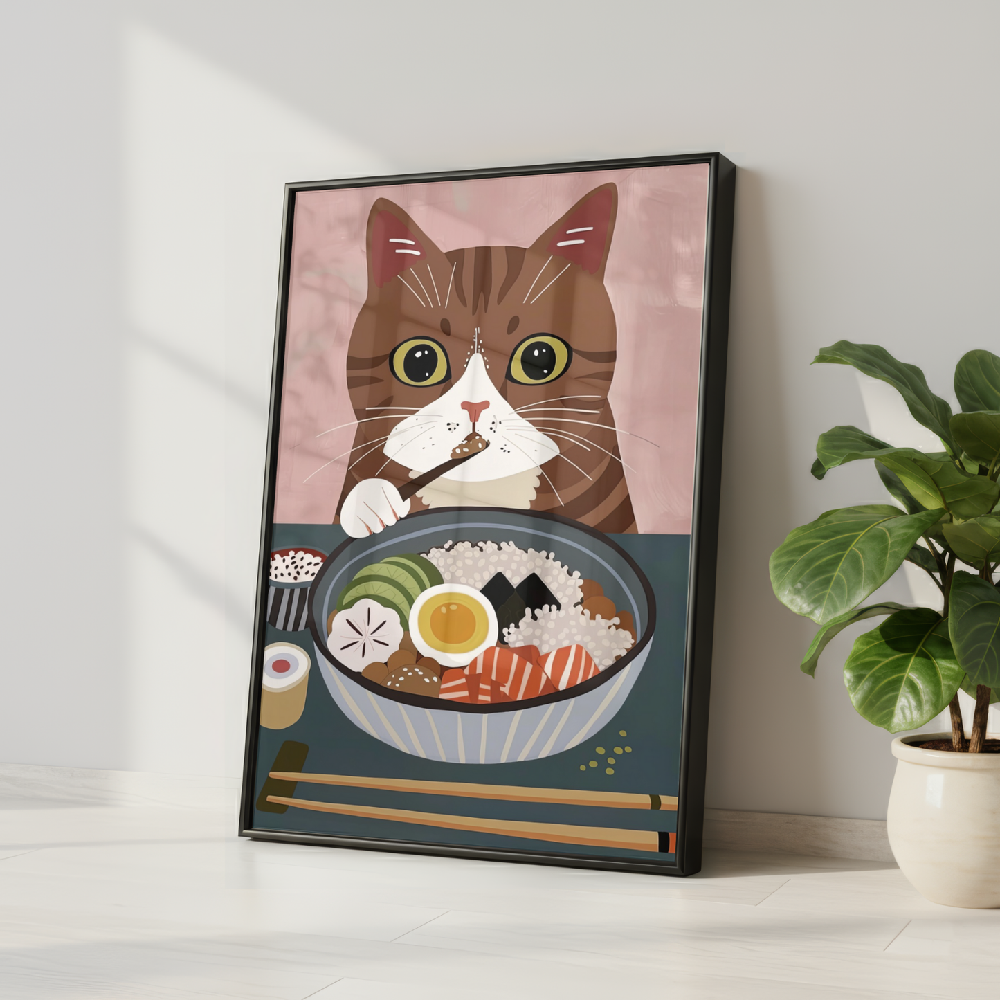 Cute Cat Ramen Print