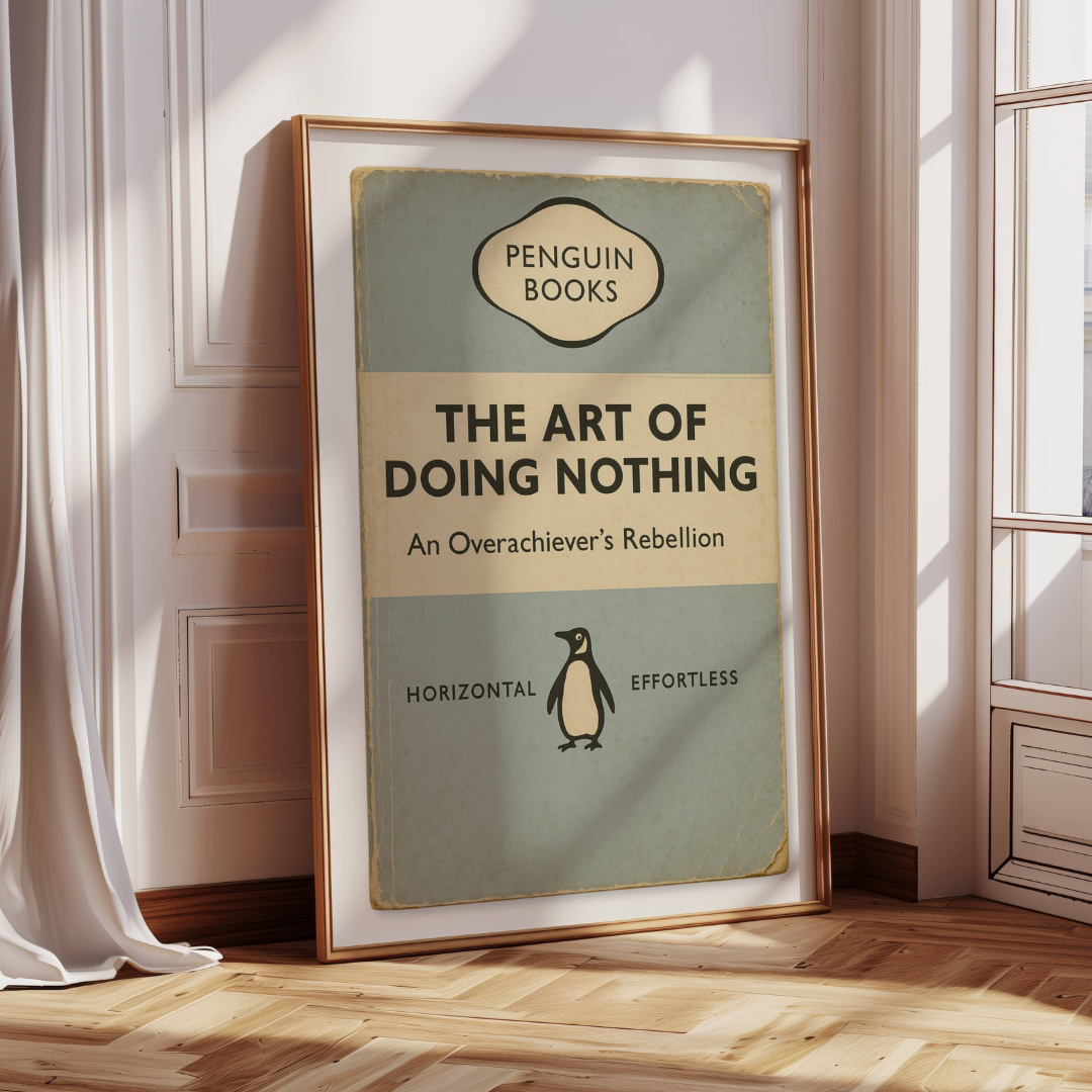 Funny Penguin Book Print - The Art of Doing Nothing