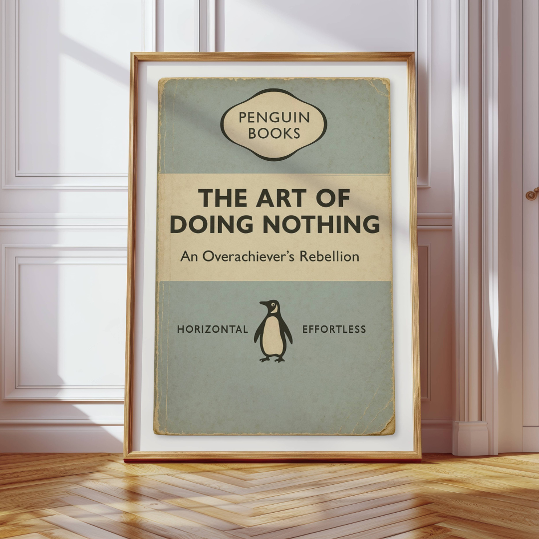 Funny Penguin Book Print - The Art of Doing Nothing