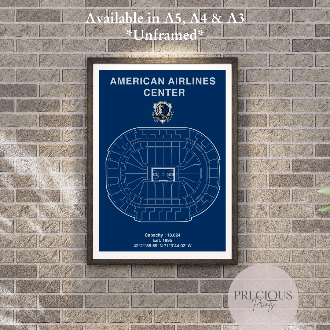 Dallas Mavericks American Airlines Center Poster / United Center / American Baskell Poster