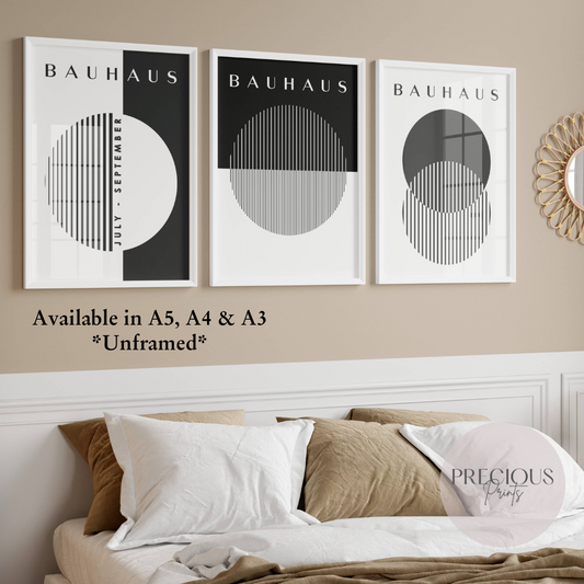 Set of 3 Black & White Bauhaus Prints