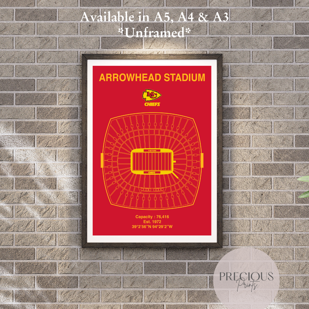 Kansas City Chiefs Arrowhead Stadium Poster / United Center / American Football Poster