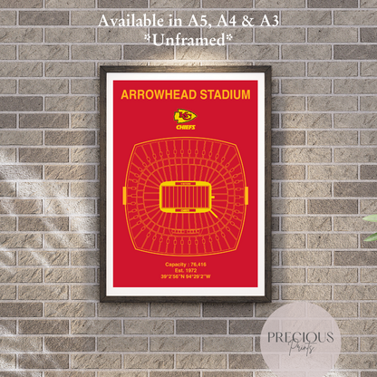 Kansas City Chiefs Arrowhead Stadium Poster / United Center / American Football Poster
