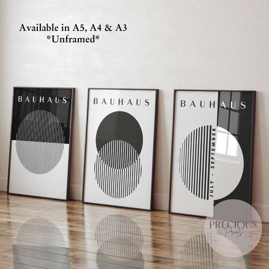 Set of 3 Black & White Bauhaus Prints