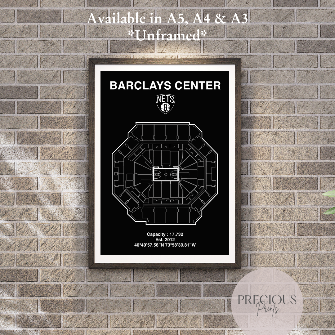 Brooklyn Nets Barclays Center Stadium Poster / American Baskell Poster