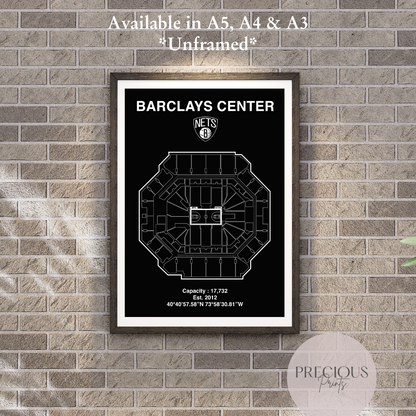 Brooklyn Nets Barclays Center Stadium Poster / American Baskell Poster