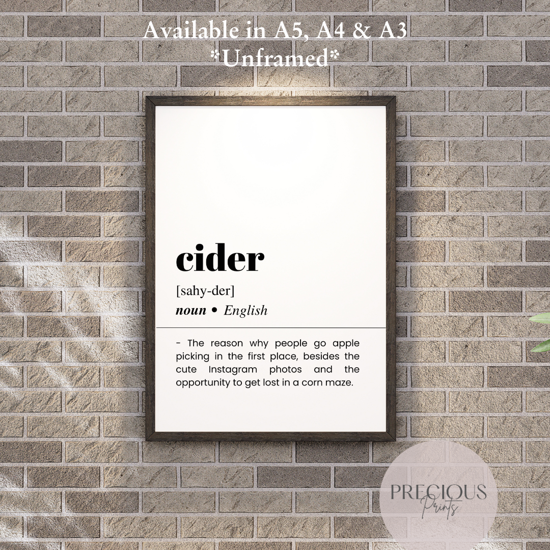 Cider Definition Funny Poster / Funny Kitchen pub poster / Funny Alcohol Poster