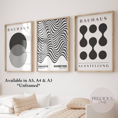 Set of 3 Black & White Bauhaus Prints