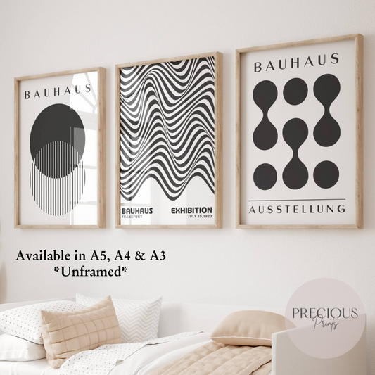 Set of 3 Black & White Bauhaus Prints