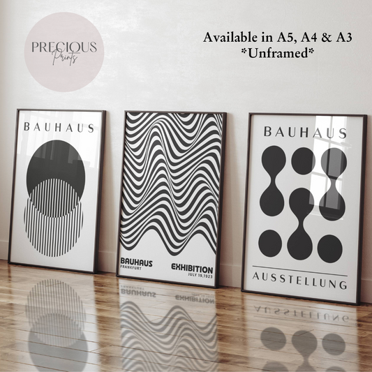 Set of 3 Black & White Bauhaus Prints