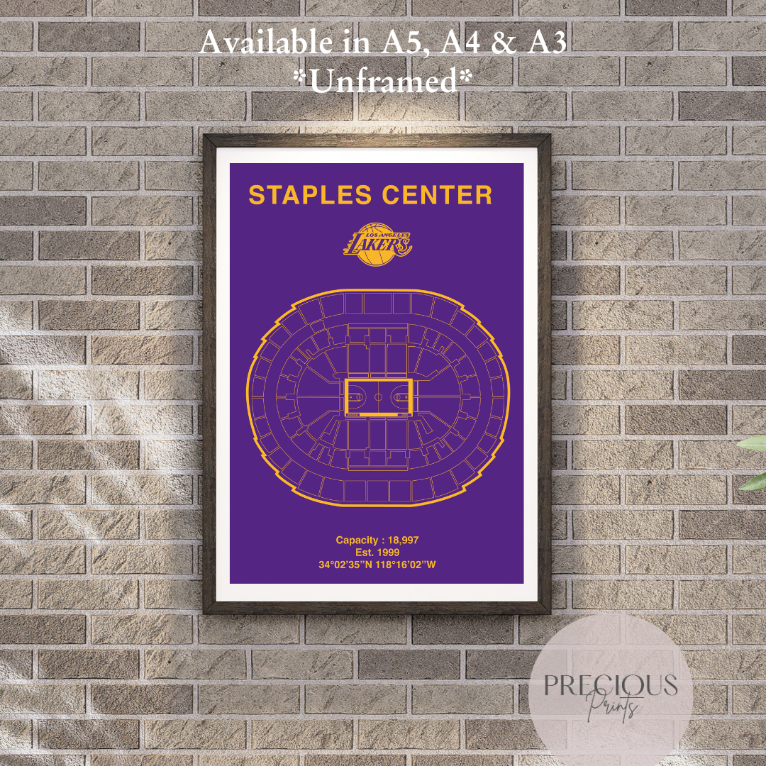 Los Angeles Lakers Basketball Stadium Poster / American Baskell Poster