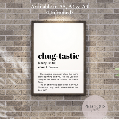 Chug-tastic Definition Funny Poster / Funny Kitchen pub poster / Funny Alcohol Poster