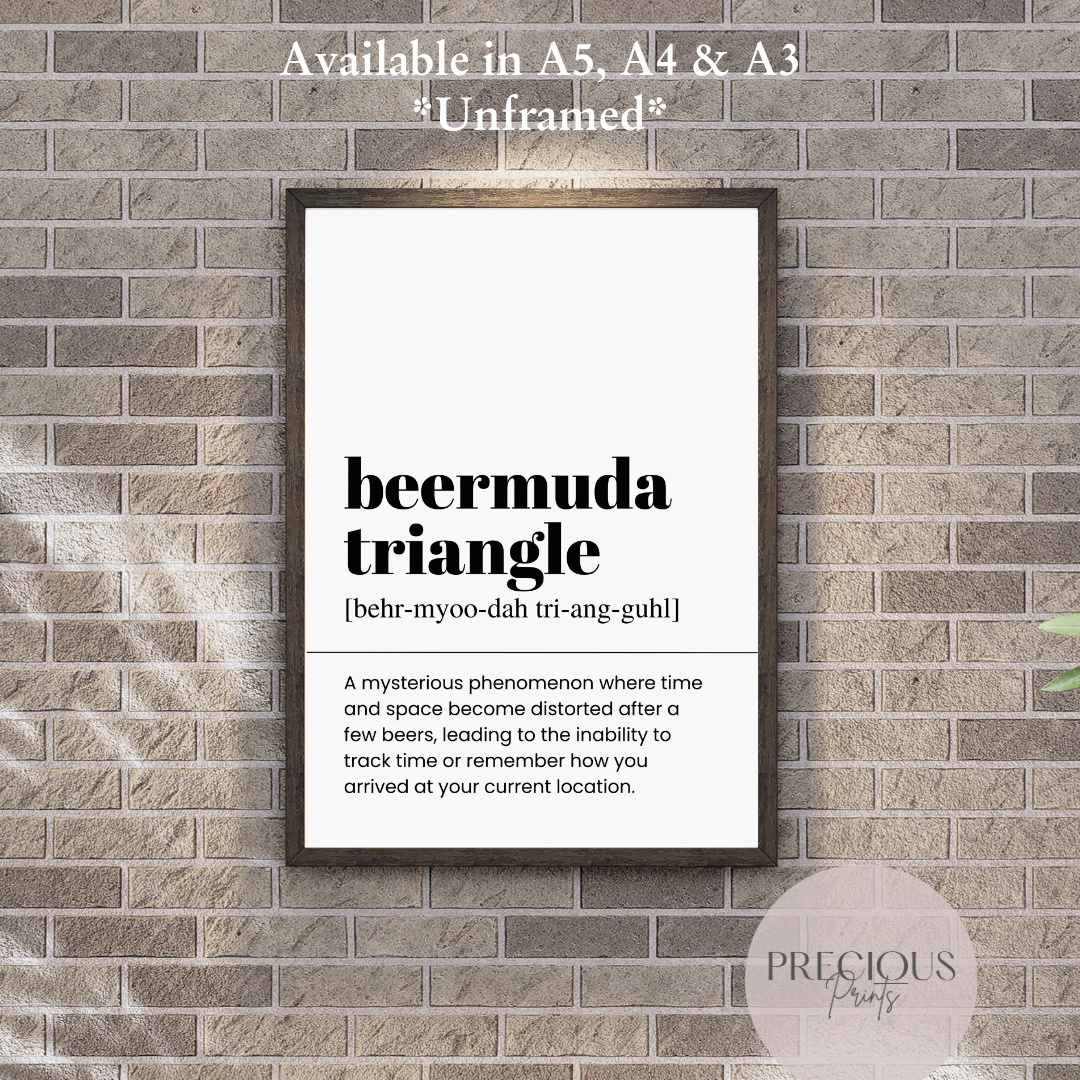 Beermuda Triangle Definition Funny Poster / Funny Kitchen pub poster / Funny Alcohol Poster
