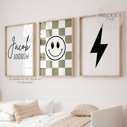 Set of 3 Boys / Girls Personalised Bedroom Prints