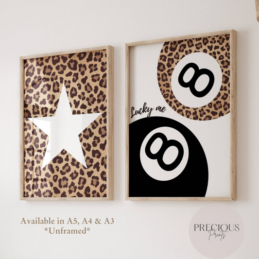 Set of 2 Trendy Preppy Prints Cheetah Leopard Print Wall Art