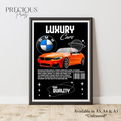 Orange BMW Sports Car Poster