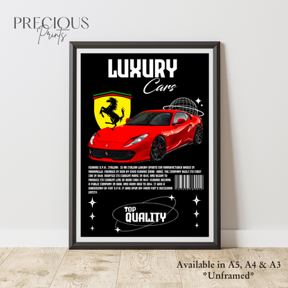 Red Ferrari S.P.A Italian Sports Car Poster