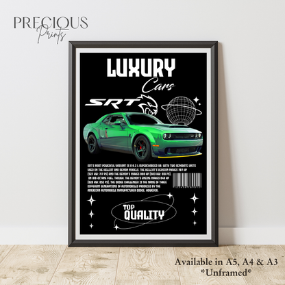Green Dodge SRT Sports Car Poster