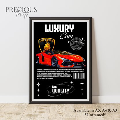 Red Lamborghini Sports Car Poster