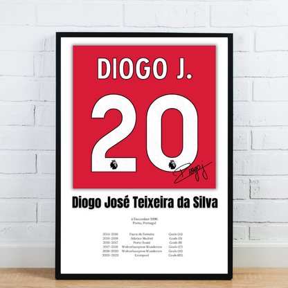 Diogo Jota Football Stats Print / Football Legends Poster / Football Gift
