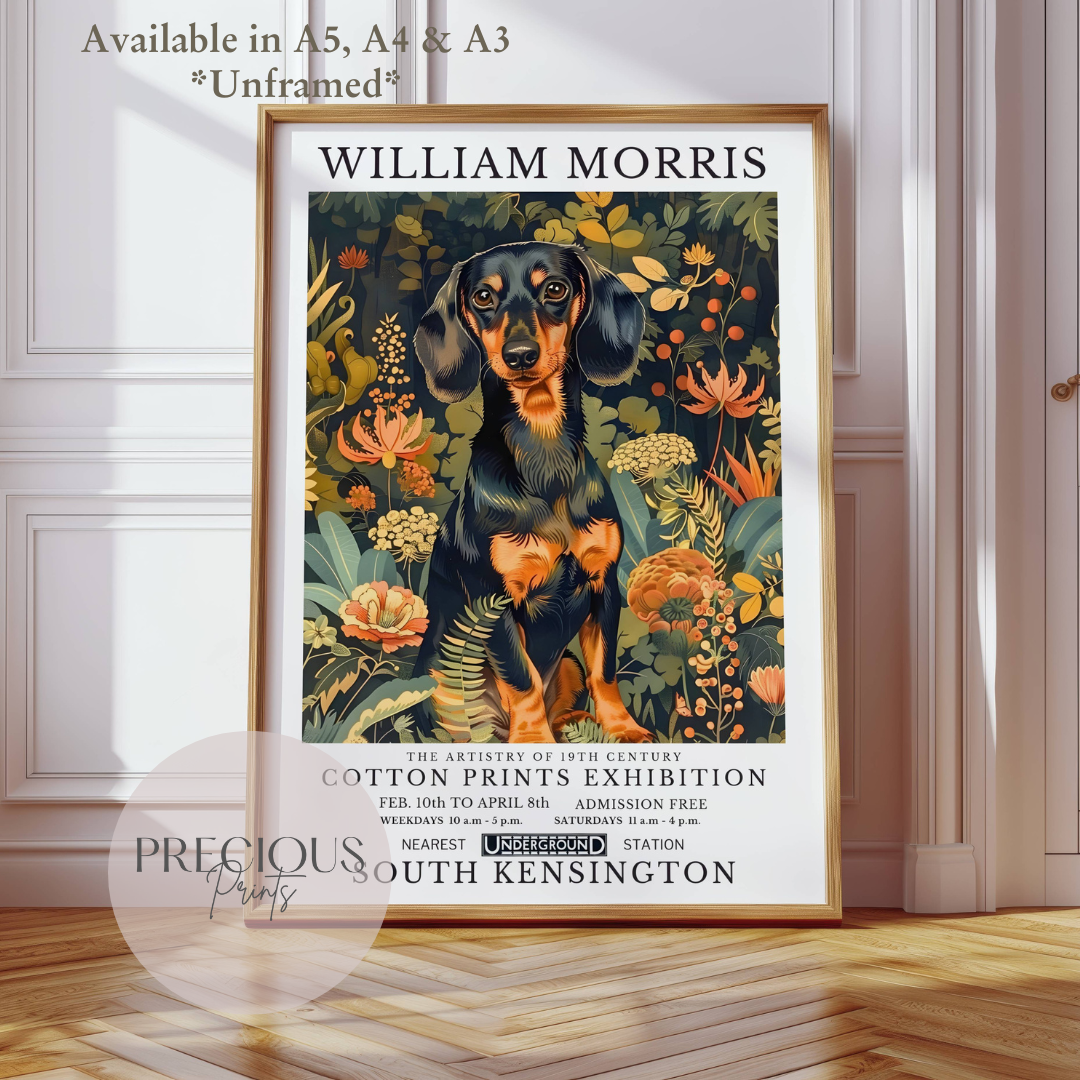 William Morris Dachshund Poster / Art Exhibition Print
