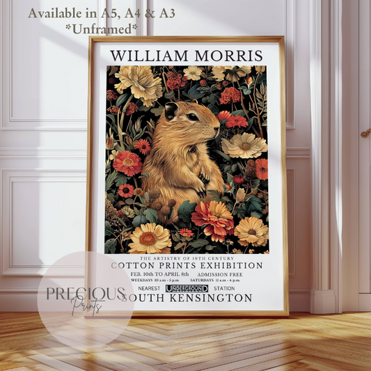 William Morris Guinea Pig Capybara Poster / Art Exhibition Print