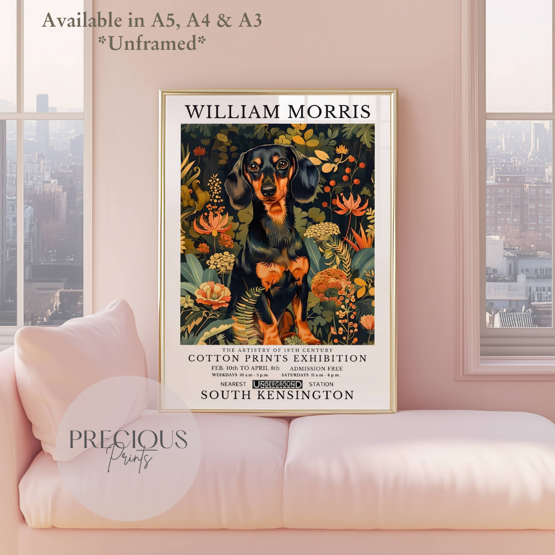 William Morris Dachshund Poster / Art Exhibition Print