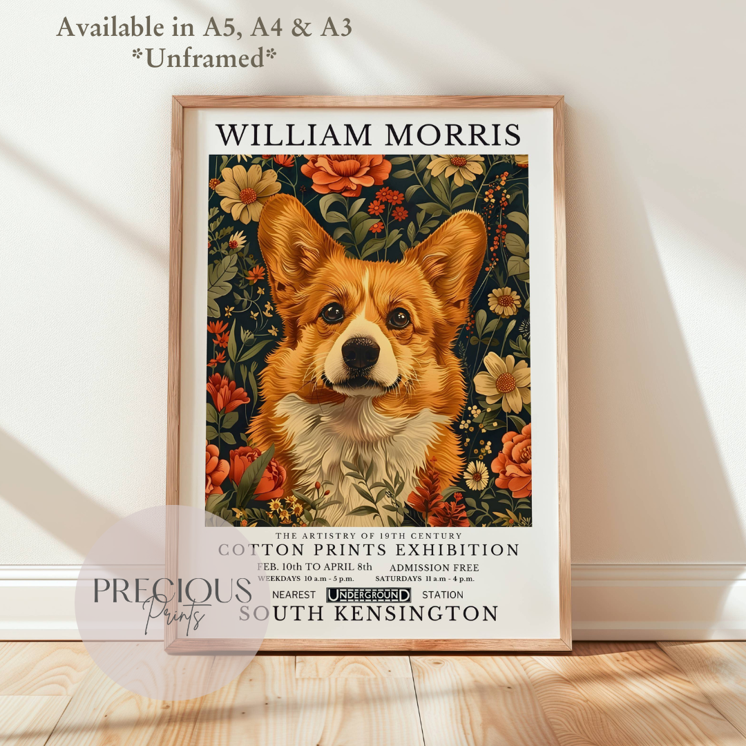 William Morris Corgi Poster / Art Exhibition Print