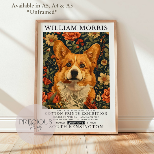 William Morris Corgi Poster / Art Exhibition Print