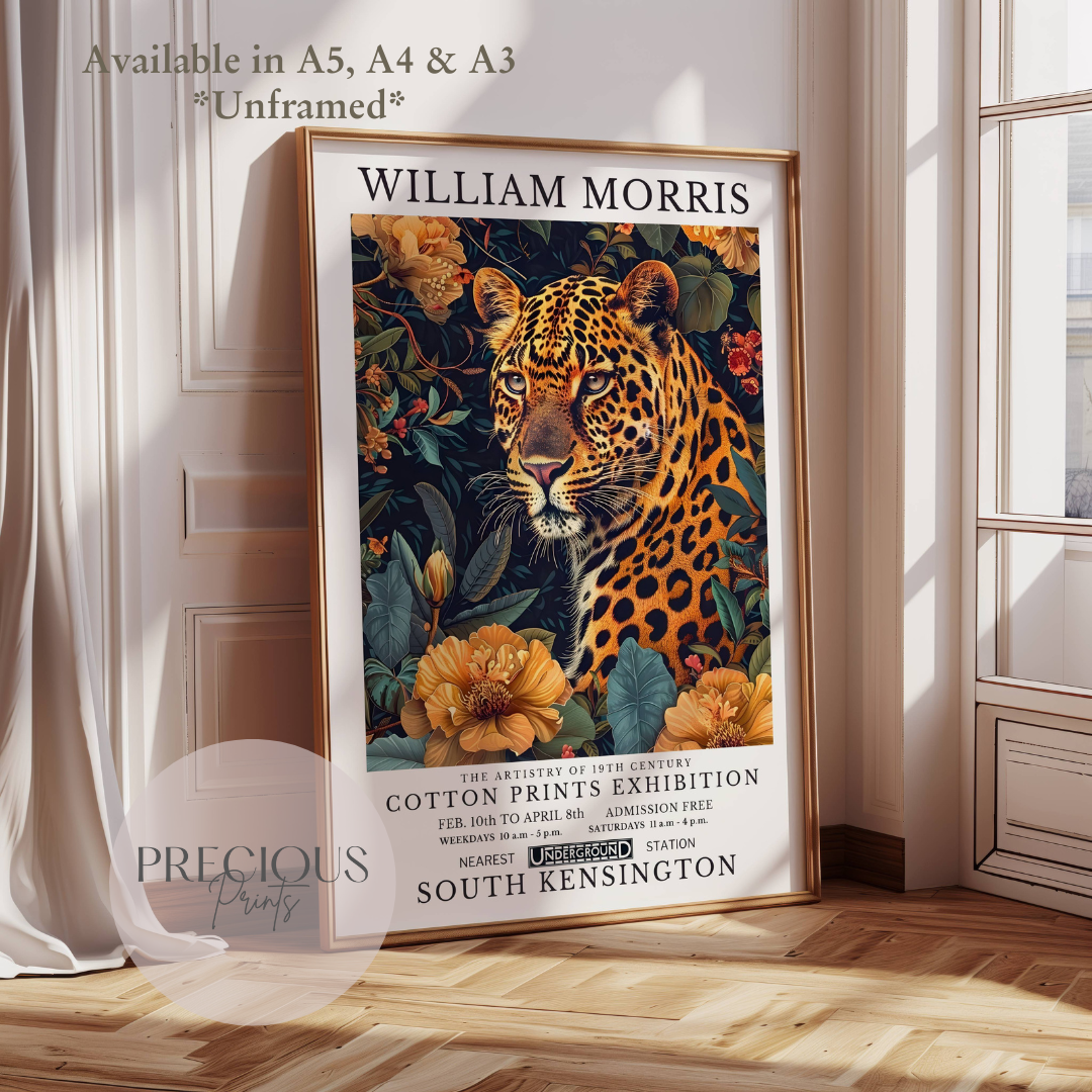 William Morris Cheetah Leopard Poster / Art Exhibition Print