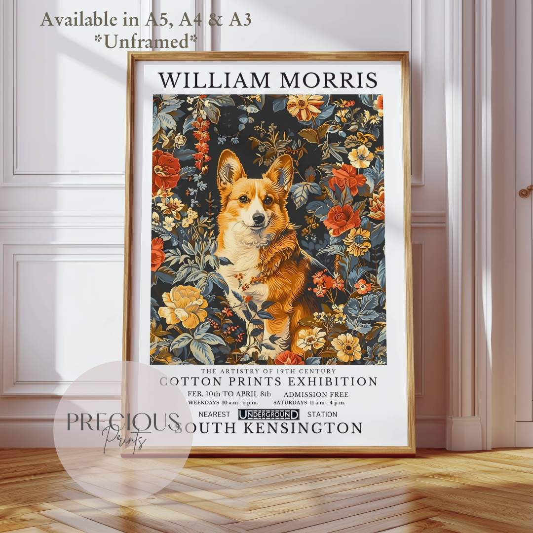 William Morris Corgi Poster / Art Exhibition Print