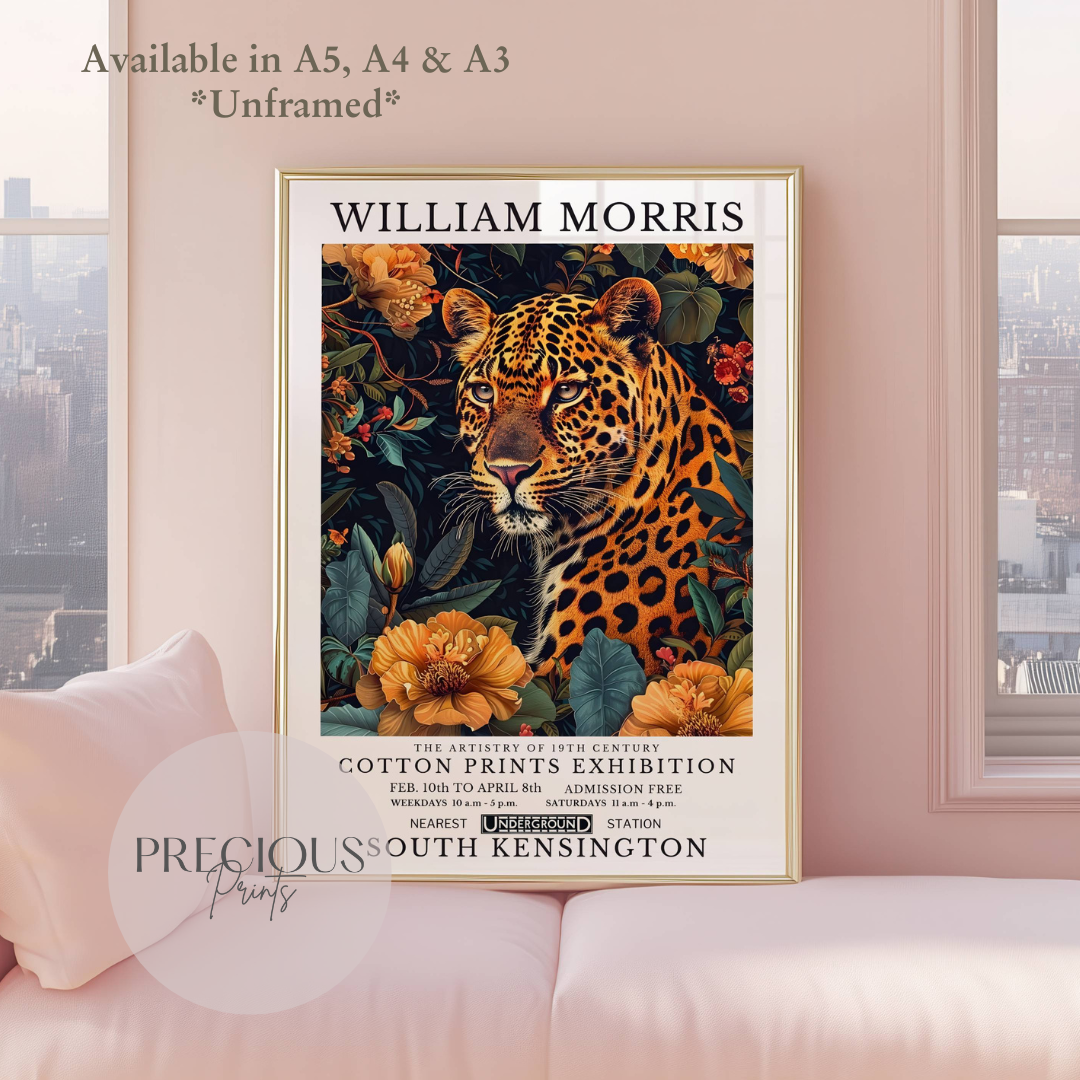 William Morris Cheetah Leopard Poster / Art Exhibition Print