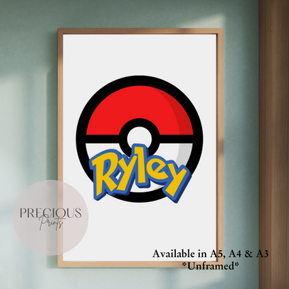 Childrens Personalised Print Pokemon Personalised Print Nursery Bedroom A5 A4 A3