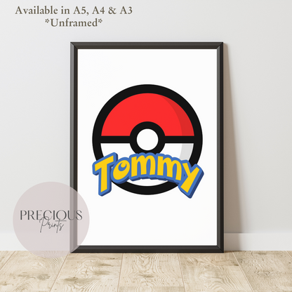 Childrens Personalised Print Pokemon Personalised Print Nursery Bedroom A5 A4 A3
