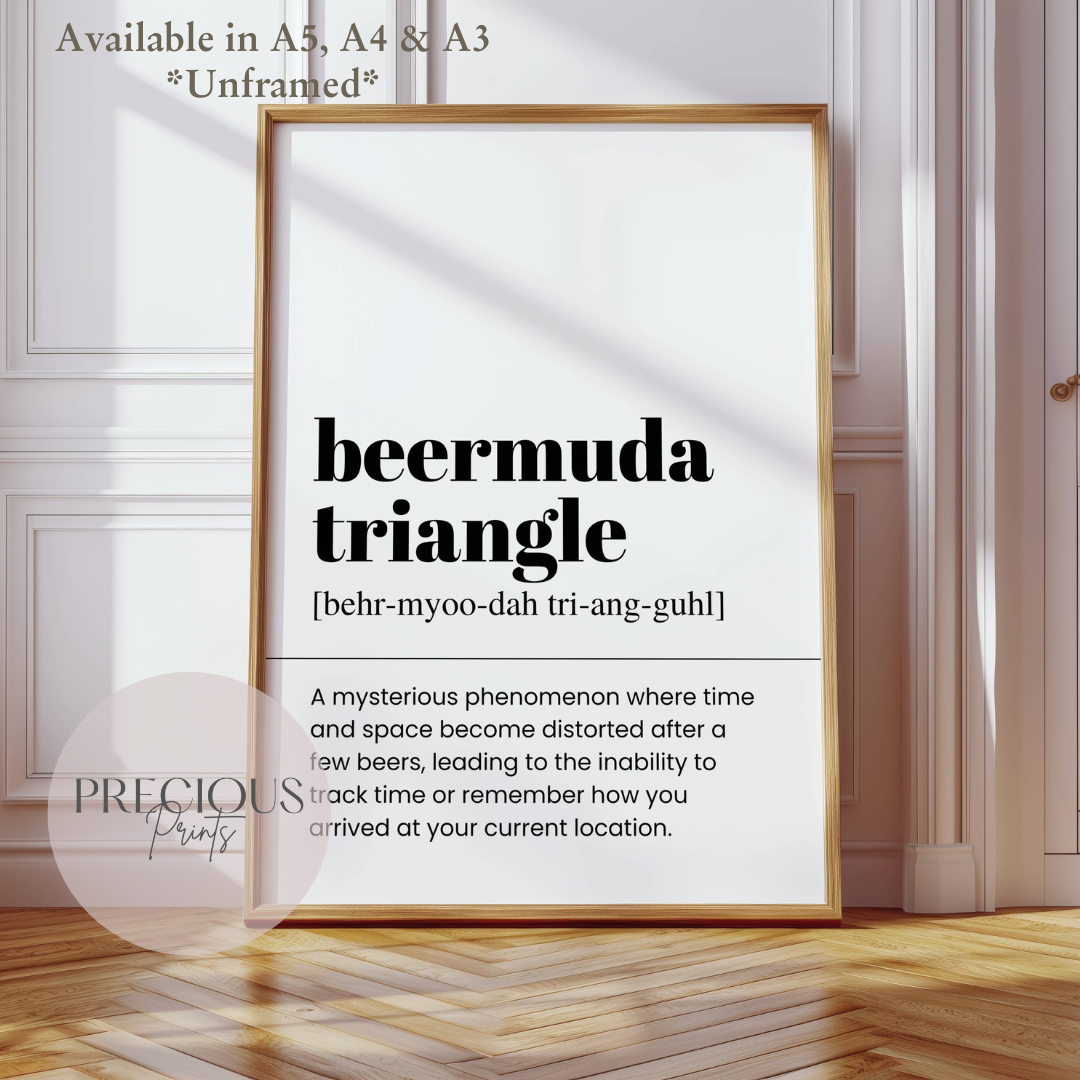Beermuda Triangle Definition Funny Poster / Funny Kitchen pub poster / Funny Alcohol Poster