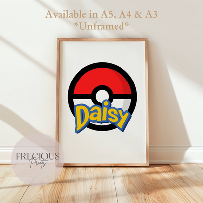 Childrens Personalised Print Pokemon Personalised Print Nursery Bedroom A5 A4 A3