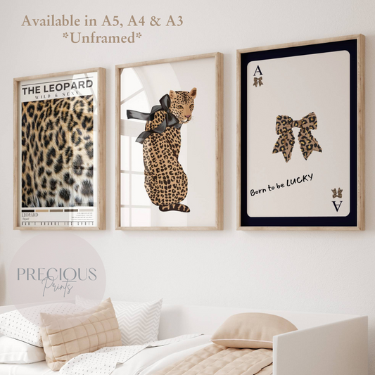 Set of 3 Trendy Preppy Prints Cheetah Leopard Print Wall Art A5 A4 A3