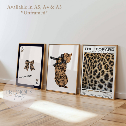 Set of 3 Trendy Preppy Prints Cheetah Leopard Print Wall Art A5 A4 A3