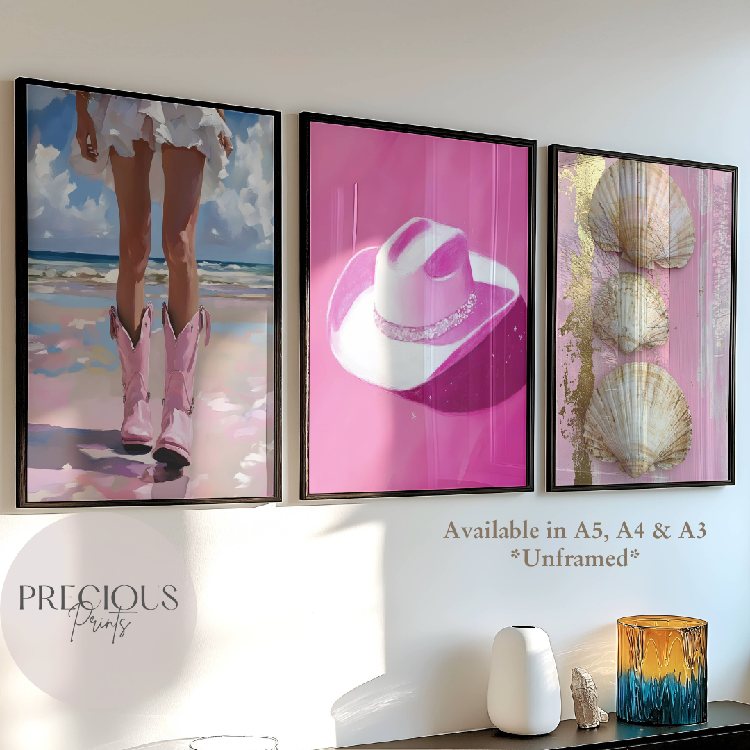 Set of 3 Cowgirl Preppy Poster / Trendy Glam Wall Print / Girls Bedroom
