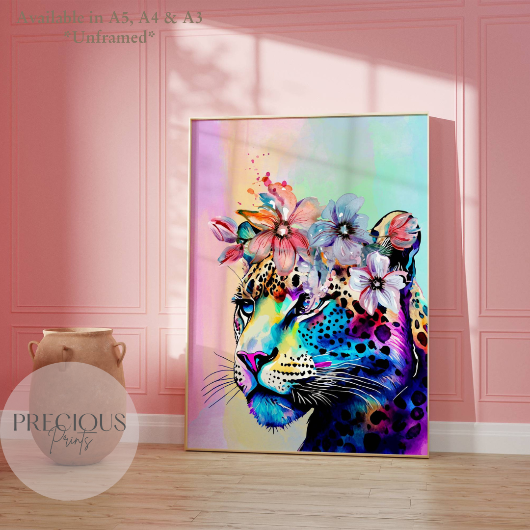Preppy Leopard Cheetah Poster Print / Trendy Retro Wall Art / A5 A4 A3 Unframed