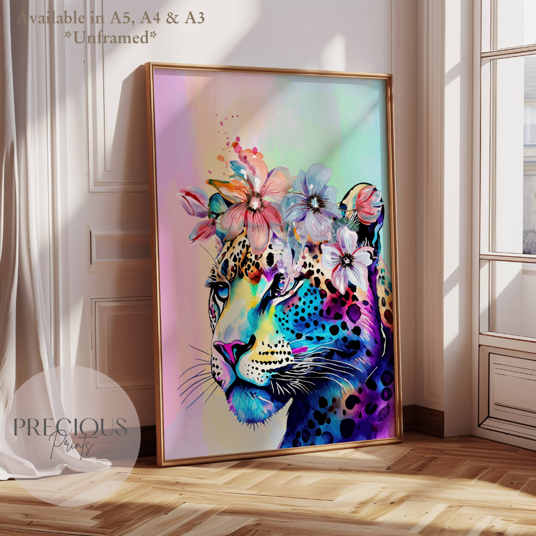 Preppy Leopard Cheetah Poster Print / Trendy Retro Wall Art / A5 A4 A3 Unframed