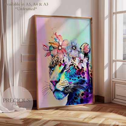 Preppy Leopard Cheetah Poster Print / Trendy Retro Wall Art / A5 A4 A3 Unframed
