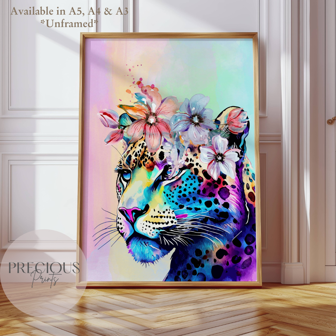 Preppy Leopard Cheetah Poster Print / Trendy Retro Wall Art / A5 A4 A3 Unframed