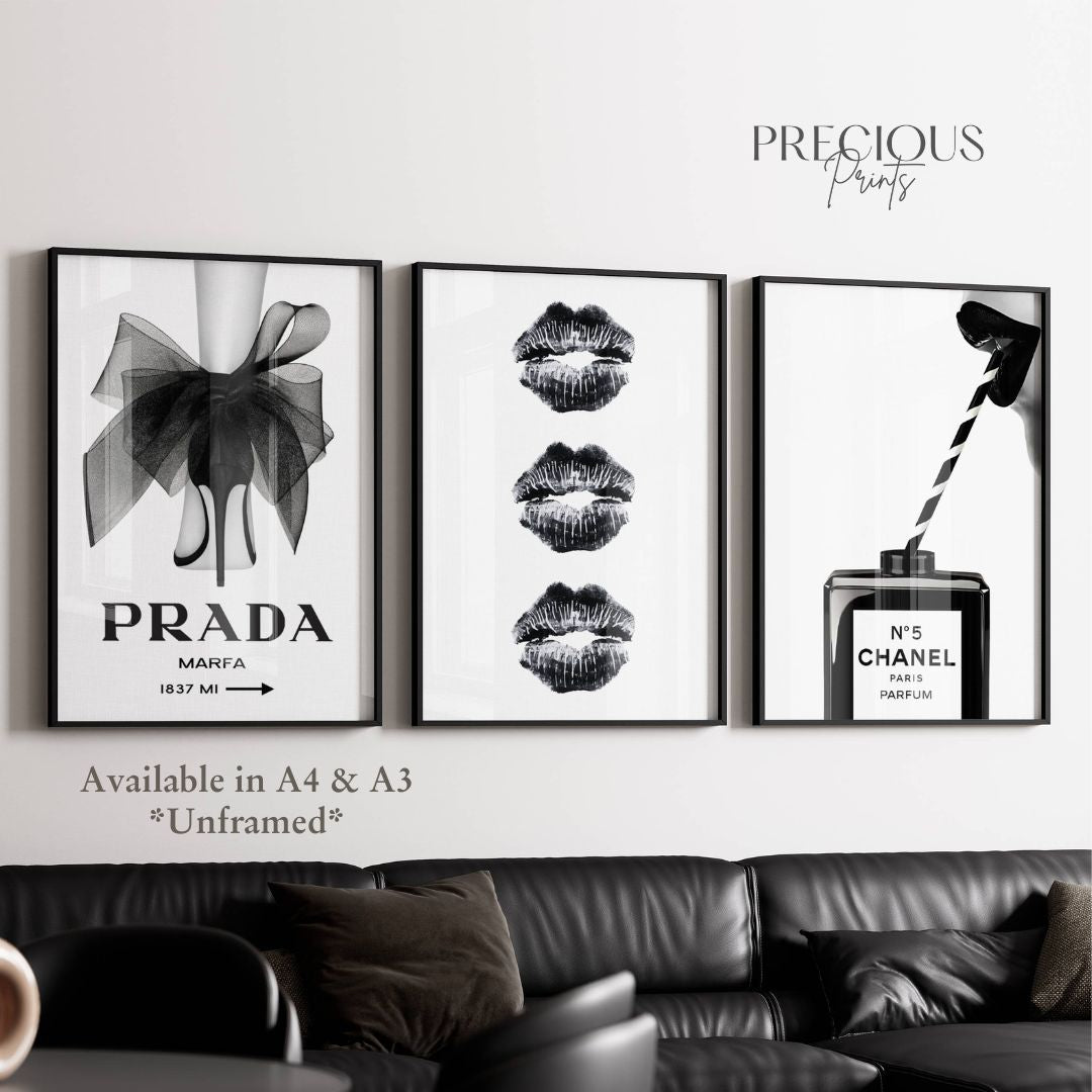 Set of 3 Black & White Prada Chanel