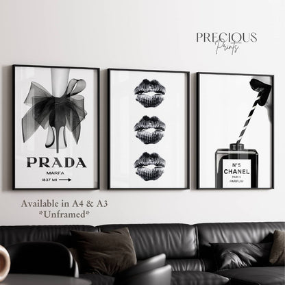 Set of 3 Black & White Prada Chanel