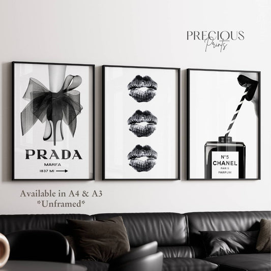 Set of 3 Black & White Prada Chanel